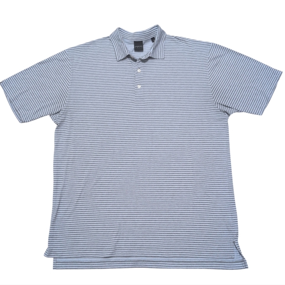 Dunning Golf Polo Gray‎ Light Blue Stripes Men's Size XL